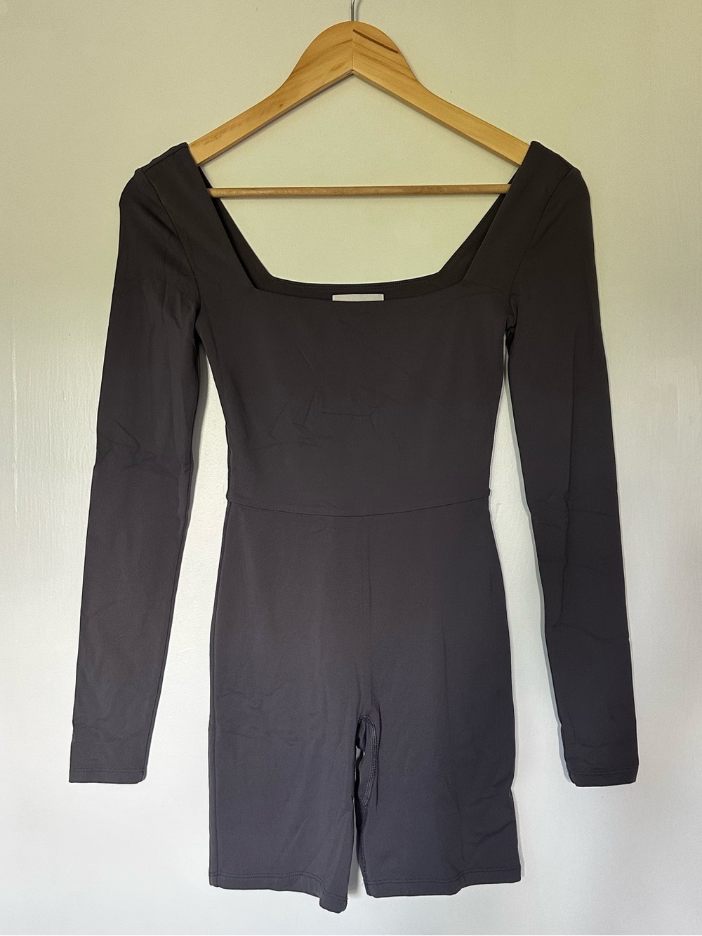 Babaton Charcoal Square-Neck Long Sleeve Romper
